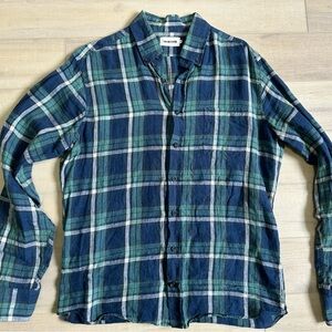 Taylor Stitch Blue and Green Plaid Casual Button Down Shirt